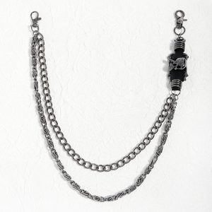ins high street jeans chain dark and versatile metal retro accessories waist chain cross tide men and women hip hop trouser chain – Image 5