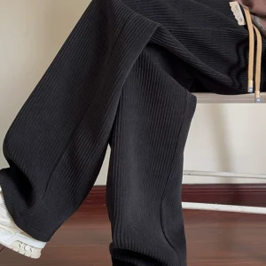 chenille slacks, men's spring and autumn plus size sports straight-leg pants, autumn and winter trousers, winter fleece padded sweatpants – Image 4