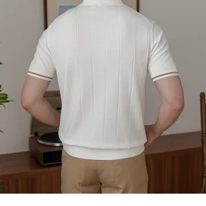 Mr. Lusan 16 stitch series breathable anti-wrinkle dry men's business casual stretch lapel short sleeve T-shirt POLO – Image 5