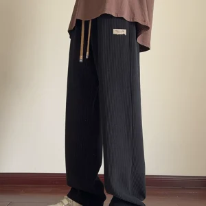 chenille slacks, men's spring and autumn plus size sports straight-leg pants, autumn and winter trousers, winter fleece padded sweatpants – Image 3