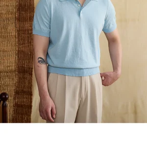 Mr. Lusan summer commuting short-sleeved polo shirt ramie + cotton breathable short gentleman versatile lapel T-shirt tide man – Image 6