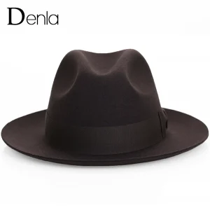 Denla British style woolen hat autumn and winter casual big brim men's retro felt hat fashion trend jazz hat – Image 4