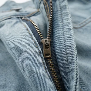 CWHAT high street gallery style dept distressed cuffs flame patch micro flared jeans men's underwear – Image 5