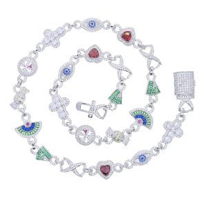 European and American new hip-hop men's love eye cross color necklace with diamonds full of diamonds personality trend jewelry – Image 4