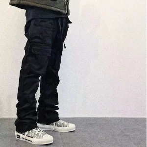 Yibo cannonball machine multi-pocket cargo pants high street vibe micro flare straight loose pants – Image 3