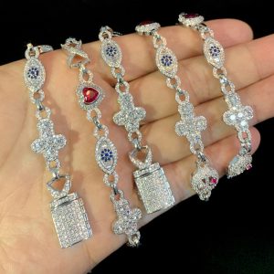 European and American new hip-hop men's love eye cross color necklace with diamonds full of diamonds personality trend jewelry – Image 3