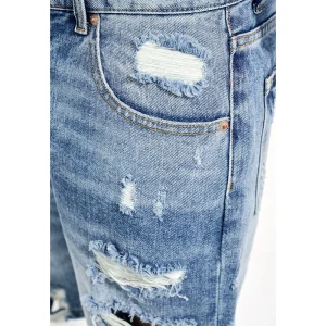 WHAT HIGH STREET RIPPED VIBE BEGGAR FRAYED VINTAGE CASUAL LOOSE SUMMER WASH RUIN DENIM SHORTS – Image 3