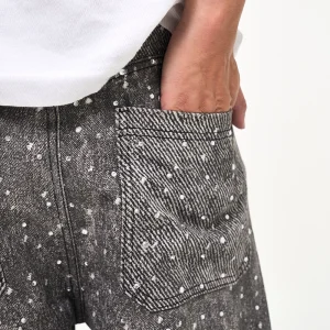 CWHAT retro AC style full of diamond print, hot diamond belt wash, distressed casual and relaxed trendy straight-leg jeans – Image 5
