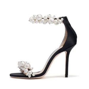 New Jin Chen star with the same paragraph pearl high-heel sandals with open toe sexy back zipper ladies stiletto shoes – Image 5
