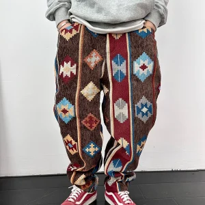 American Street Yarn Dyed Ethnic Jacquard Casual Pants Men's Japanese Street Geometric Loose Cargo Tapered Trousers – Image 3