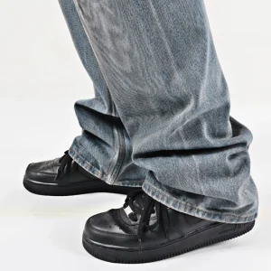 American street hip hop catwalk, heavy embroidery, three-dimensional tailoring, stacked retro rock baggy denim trousers – Image 4