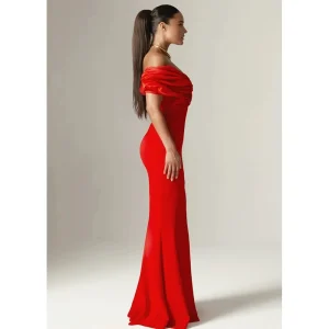 New Product: Red One Shoulder Temperament, Elegant Long Skirt, Casual Women's Dress, Toast Party, Goddess Fan Dress – Image 3