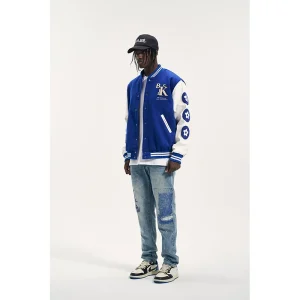 CWHAT high street TRAVIS SCOTT style embroidered burnt flower tide brand destruction loose small straight jeans men – Image 3