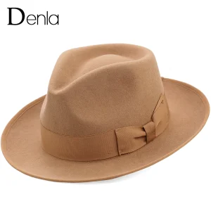 Denla British style woolen hat autumn and winter casual big brim men's retro felt hat fashion trend jazz hat – Image 4