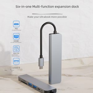 La station d’accueil USB Cross-border spot convient à la station d’accueil Huawei MacBook Apple iPad 6-en-1 Type-C – Image 3