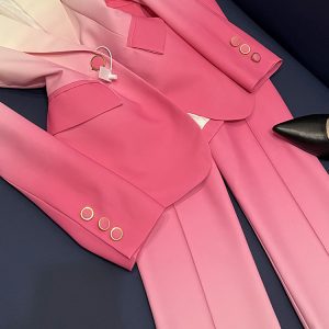 Mode, luxe, vêtements de cérémonie professionnels, costume slim dégradé vert de haute qualité, pantalons pour femmes, ensemble deux pièces A923 – Image 4