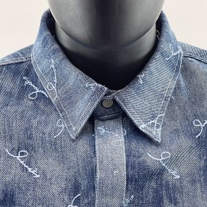 Jacquard craft chemise en jean à revers pour hommes printemps – Image 5