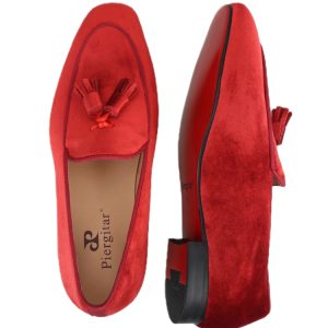En été, les nouvelles chaussures intérieures en cuir respirant à pampilles faites à la main, les mocassins en velours importés d’Europe et des États-Unis, les semelles rouges et les mocassins à bout carré – Image 3