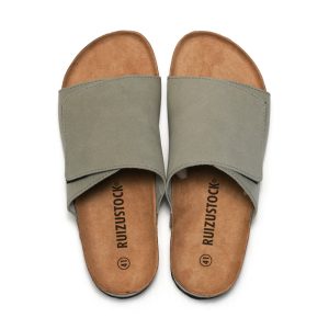 RUIZUSTOCK Hommes Cork Pantoufles Tendance Étudiant Tongs Hommes Chaussures de plage Cuir Nubuck – Image 5