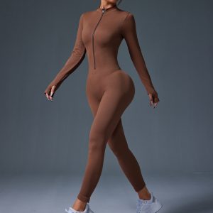 holes for women, long sleeve overalls, hip lifts, trousers, small high-neck overalls – Image 4