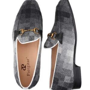 Italy imported gradient plaid wool men's loafers, classic horsebit, old money style, slip-on red shoes – Image 3