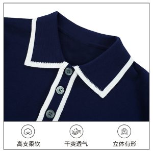 Britannique yuppie hommes affaires hommes polo homme manches courtes été nouveau rétro luxe slim revers t-shirt hommes – Image 3
