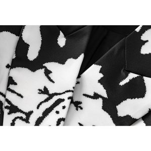 Spring new design PU leather sleeve stitching print slim waist blazer cross-border – Image 3
