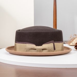 2025 Linglong Autumn Winter New Hat Women's Tweed Topper Roll Rim Flat Cap Vintage Bow British Felt Hat – Image 4