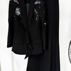 New Star Fashion Heavy Industry Three-dimensional Butterfly Beads Diamond Suit Trousers Set Two-piece Set – Image 7