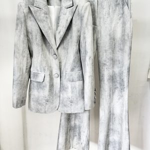 New Tie-Dye Print Slim Fit Midi Blazer Trousers Set Two-Piece Set – Image 6