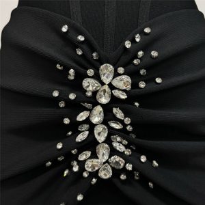 Robe Bandage à manches longues, tempérament européen et américain, jupe longue, robe de mode, industrie lourde, diamant diamant, tempérament des femmes, commerce extérieur – Image 5