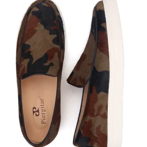 Brown & Black Camouflage Horsehair Men's Slip-On Sneakers Sneakers Leather Lined Breathable Casual Sneakers Plus Size – Image 5