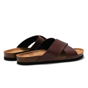RUIZUSTOCK Été Nouveau Hommes Liège Pantoufles Chaussures De Plage Étudiant Croix Bretelles Pin Sandales – Image 4