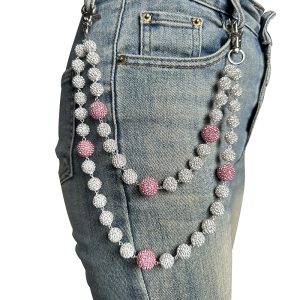 Européen et américain Amazon Hip Hop Chaînes de pantalon pour hommes et femmes de haute qualité Diamant Boule Chapelet Chaîne de taille Chaîne de corps Bijoux en gros – Image 8