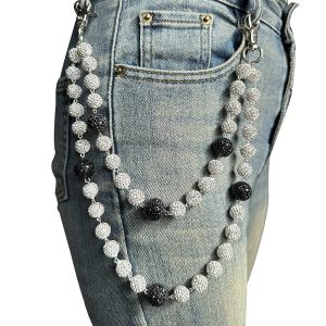 Européen et américain Amazon Hip Hop Chaînes de pantalon pour hommes et femmes de haute qualité Diamant Boule Chapelet Chaîne de taille Chaîne de corps Bijoux en gros – Image 6