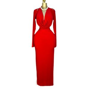European and American cross-border women's clothing 2025 spring new sweet and fresh pile collar high-waisted hip dress long skirt – Image 5