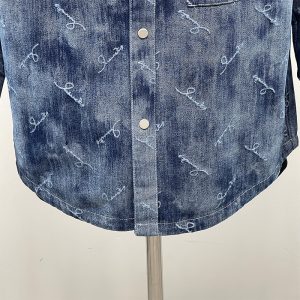 Jacquard craft chemise en jean à revers pour hommes printemps – Image 7