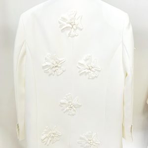 Hot selling new European and American double-breasted heavy industry three-dimensional flower decoration blazer + trouser set – Image 8