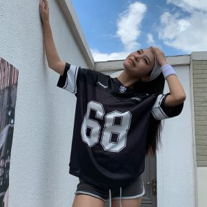P Pouvoir fait maison été design sens niche numérique col en V football américain sports rue casual t-shirt à manches courtes – Image 4