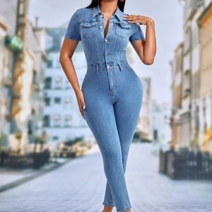 Sexy Slim Mode Skinny Denim Combinaison Jeans Femme – Image 4