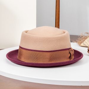 2025 Linglong Autumn Winter New Hat Women's Tweed Topper Roll Rim Flat Cap Vintage Bow British Felt Hat – Image 6