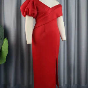 big size dress for women red dress fat lady party dress new – Image 3