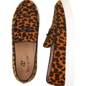 European and American wild wind leopard print flocked men's slip-on casual board shoes leather small bow tie white platform sneakers – Image 3