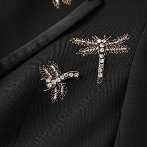 Spot Nanyou 24 pre-autumn high-end velvet double-breasted blazer heavy industry nail drill dragonfly embroidery suit – Image 5