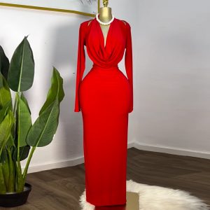 European and American cross-border women's clothing 2025 spring new sweet and fresh pile collar high-waisted hip dress long skirt – Image 3
