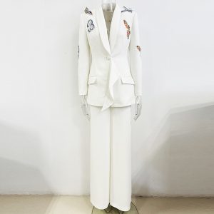 New Star Fashion Heavy Industry Three-dimensional Butterfly Beads Diamond Suit Trousers Set Two-piece Set – Image 3