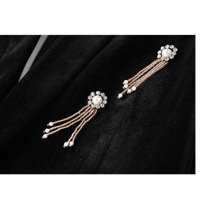 Heavy industry beaded autumn and winter midi lace-up velvet suit elastic waist wide-leg pants suit fashion two-piece trend – Image 3