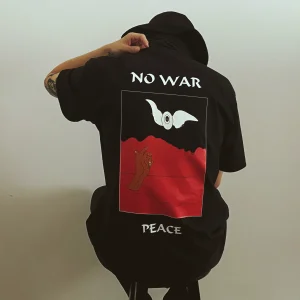 MRSOLIS SS24 NO WAR ANTI-WAR THEME PEACE DIGITALLY PRINTED COTTON SHORT SLEEVE T-SHIRT – Image 5