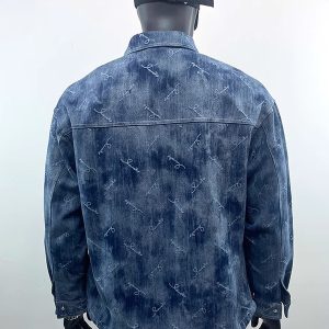 Jacquard craft chemise en jean à revers pour hommes printemps – Image 4