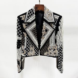 2025 Cruise New European and American Star Fashion Hua Luxury Heavy Industry Embroidered Beaded Diamond Short Jacket Jacket – Image 4